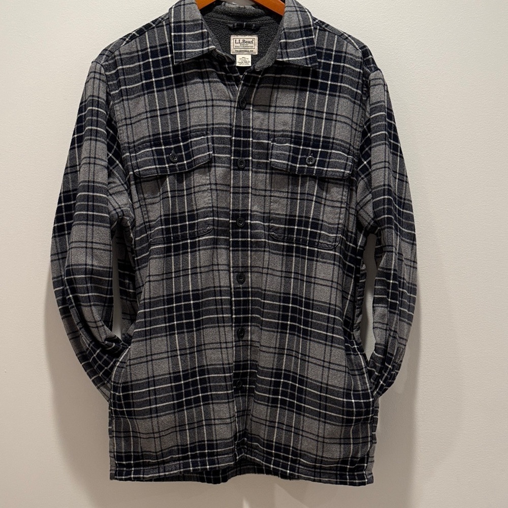 L.L. Bean Fleece-Lined Flannel Shirt Jacket Shacket Men's M Plaid